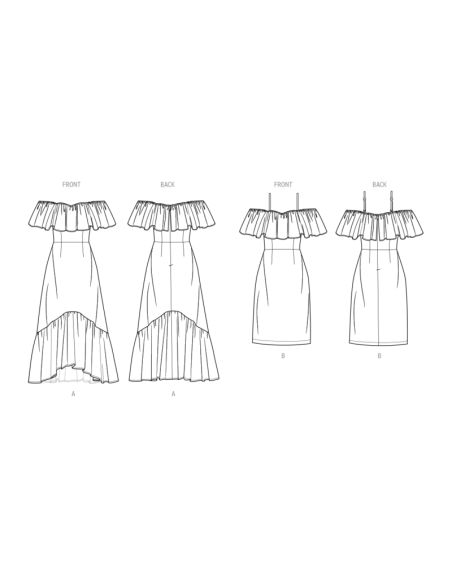 Patron KnowMe 2067.H5 - Robe à volant épaules dénudées