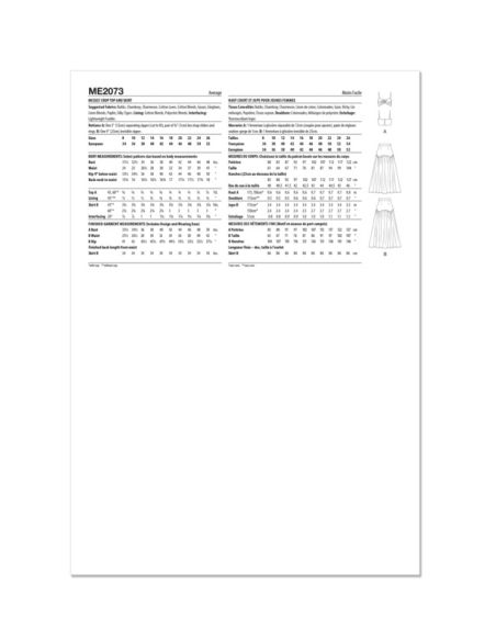 Patron KnowMe 2073.K5 - Crop top et jupe