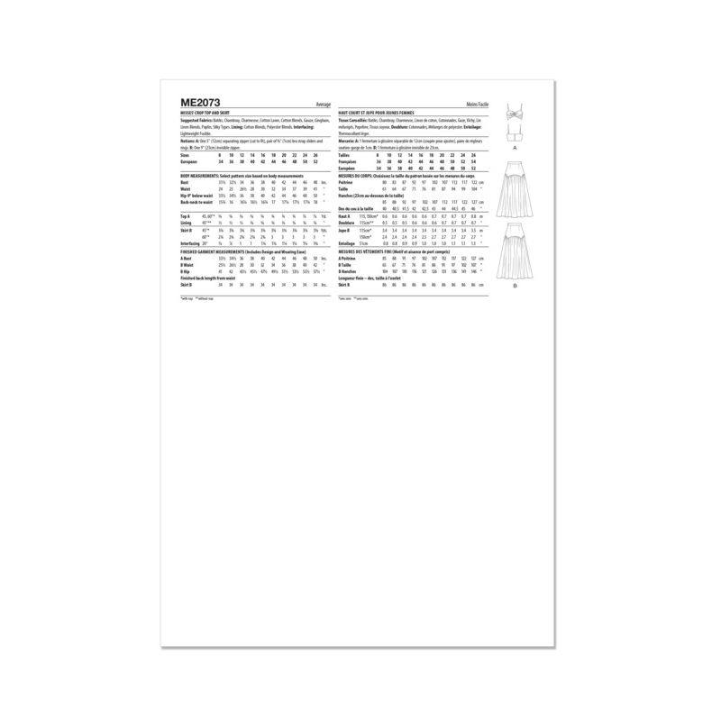 Patron KnowMe 2073.K5 - Crop top et jupe