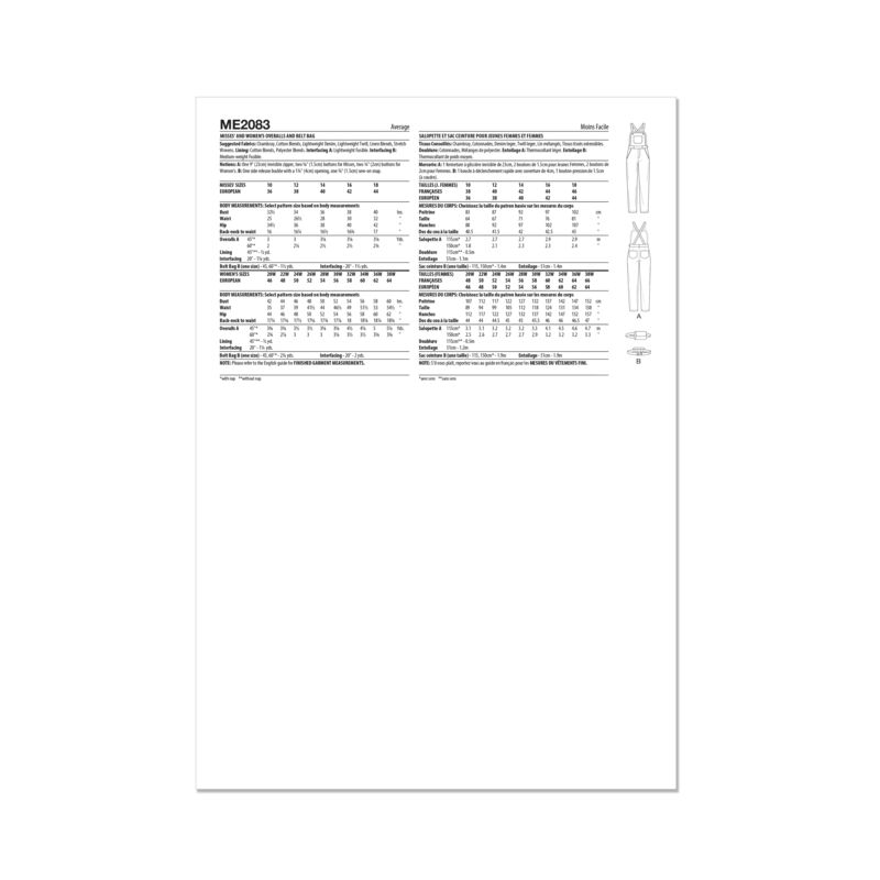 Patron KnowMe 2083.M1 - Salopette et sac ceinture