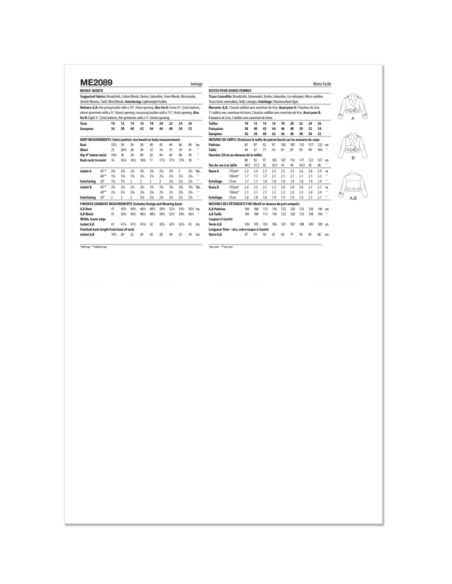 Patron KnowMe 2089.N5 - Vestes trench courtes