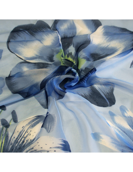 Paréo - Iris & marguerite bleu