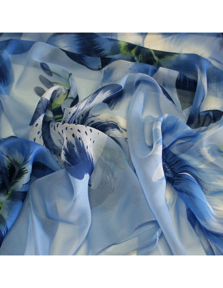 Paréo - Iris & marguerite bleu