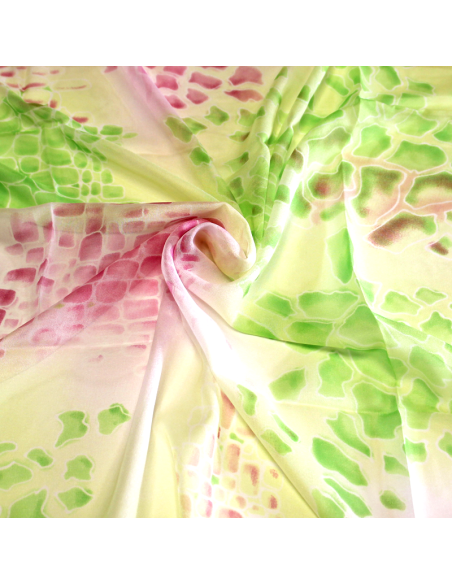 Paréo - Mosaïque abstraite verte & rose