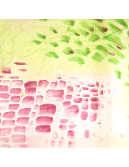 Paréo - Mosaïque abstraite verte & rose