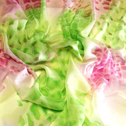 Paréo - Mosaïque abstraite verte & rose 2