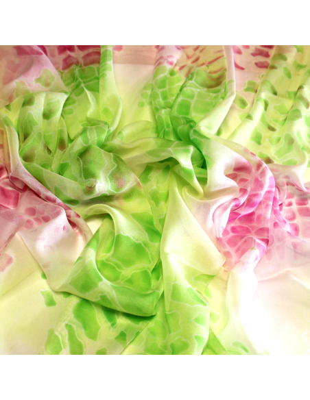 Paréo - Mosaïque abstraite verte & rose