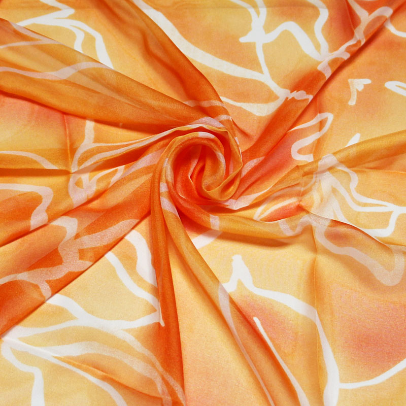 Paréo - Fleuri blanc fond orange