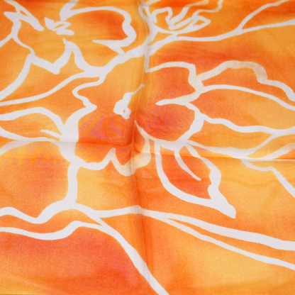 Paréo - Fleuri blanc fond orange