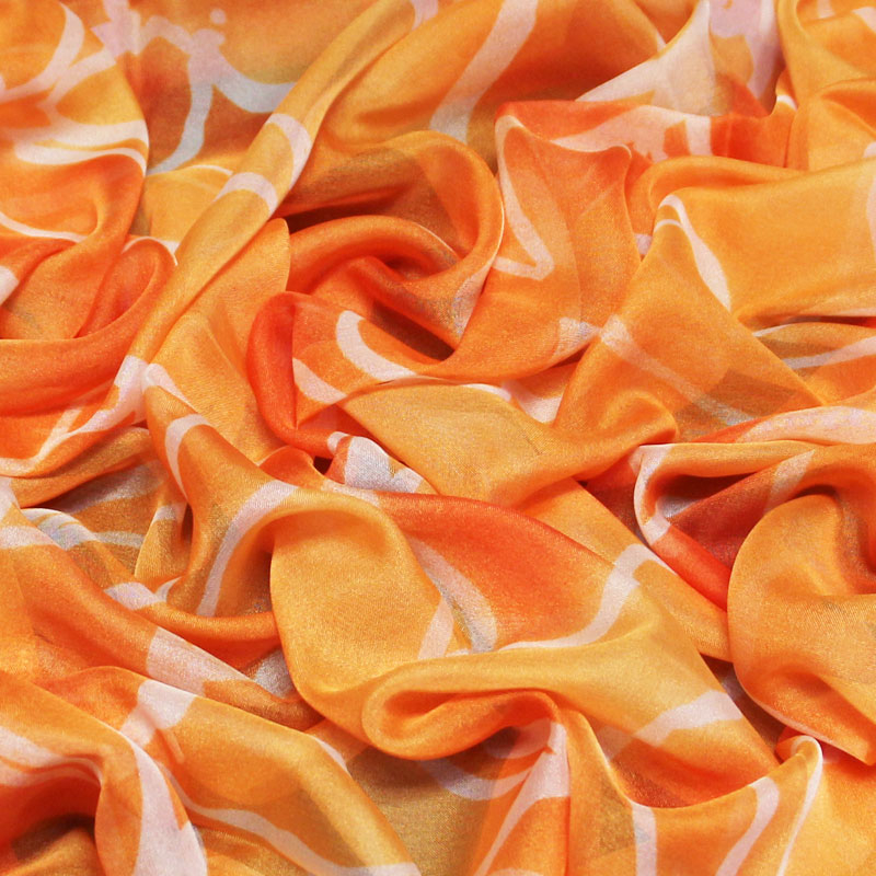 Paréo - Fleuri blanc fond orange