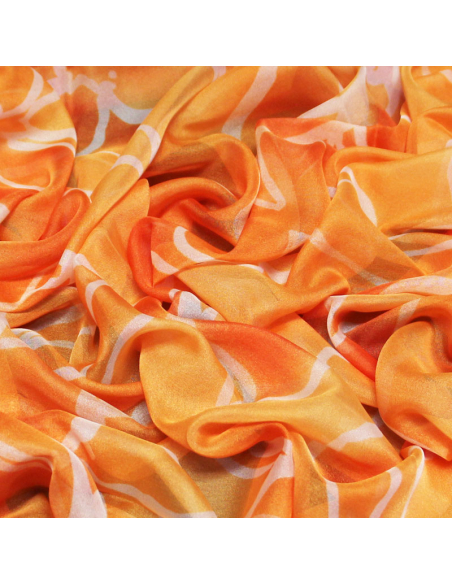 Paréo - Fleuri blanc fond orange