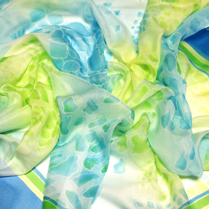 Paréo - Mosaïque abstraite verte & bleu