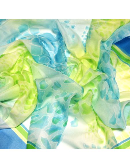 Paréo - Mosaïque abstraite verte & bleu