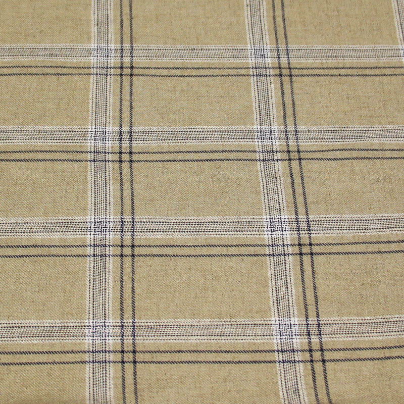 Étoffe lin & viscose - Carreaux marine