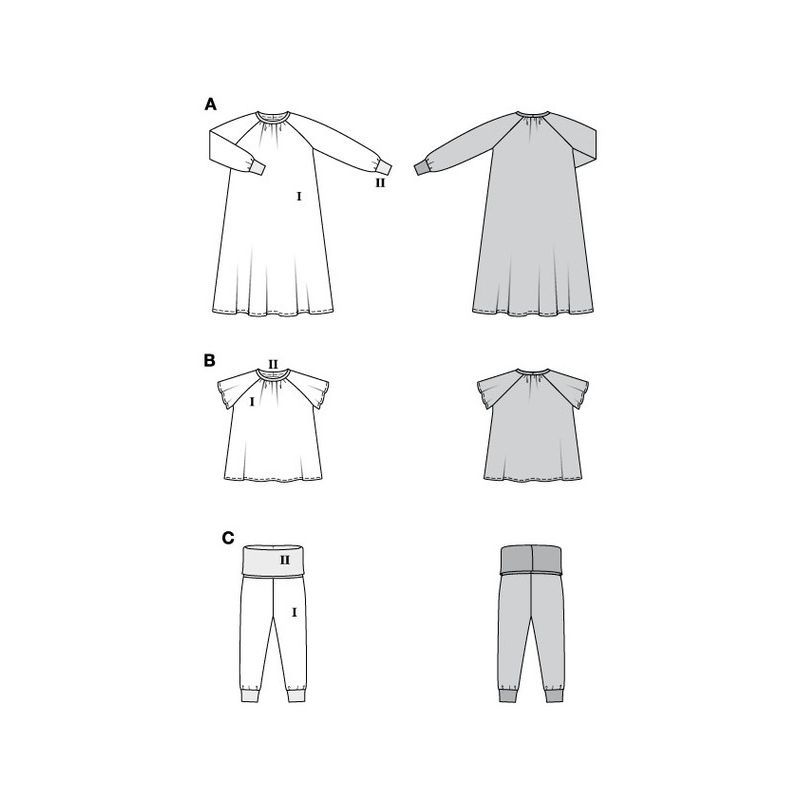 Patron Burda 9218- Chemise de nuit, pyjama pour enfants