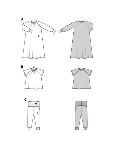 Patron Burda 9218- Chemise de nuit, pyjama pour enfants