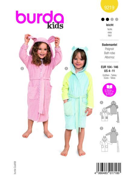 Patron Burda 9219 - Peignoir pour enfants