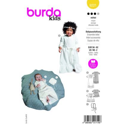 Patron Burda 9221 - Robe de baptême pour enfants