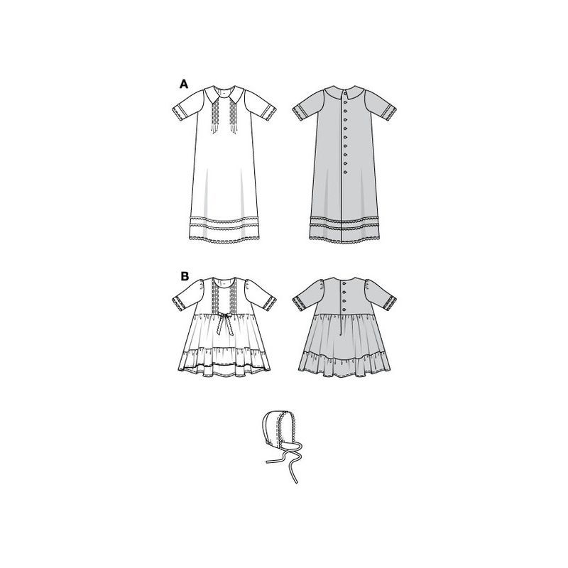 Patron Burda 9221 - Robe de baptême pour enfants