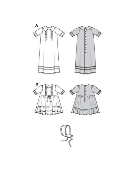 Patron Burda 9221 - Robe de baptême pour enfants