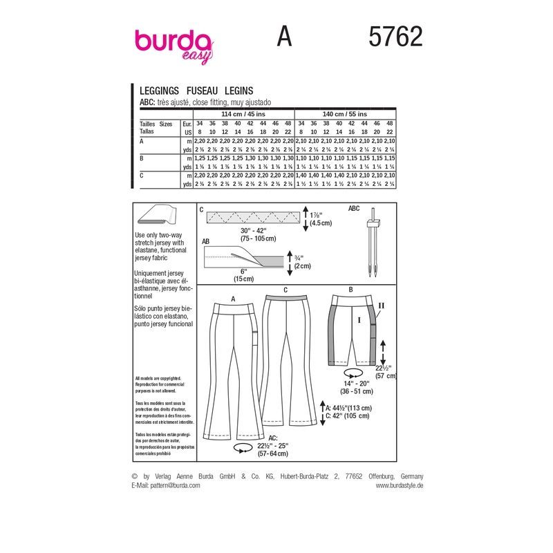 Patron Burda 5762 - Pantalons et shorts