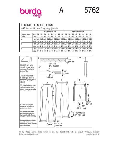 Patron Burda 5762 - Pantalons et shorts