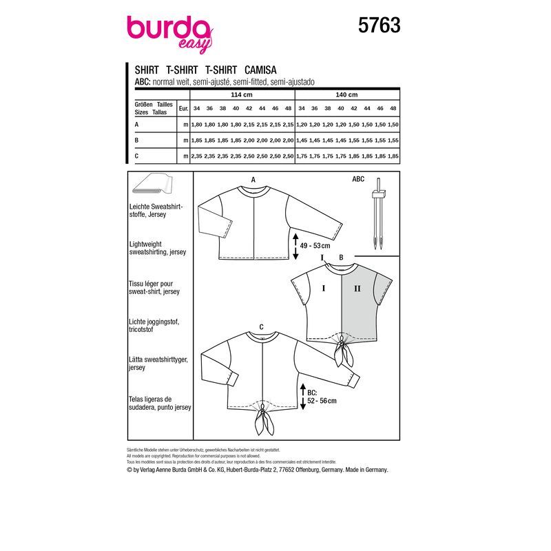 Patron Burda 5763 - Pantalons et shorts