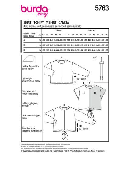 Patron Burda 5763 - Pantalons et shorts