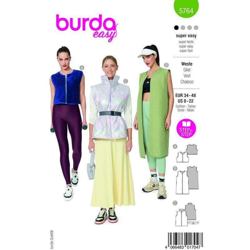 Patron Burda 5764 - Gilets matelassés