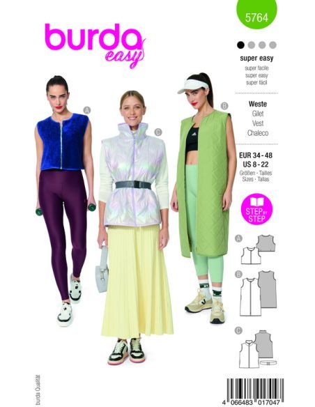 Patron Burda 5764 - Gilets matelassés