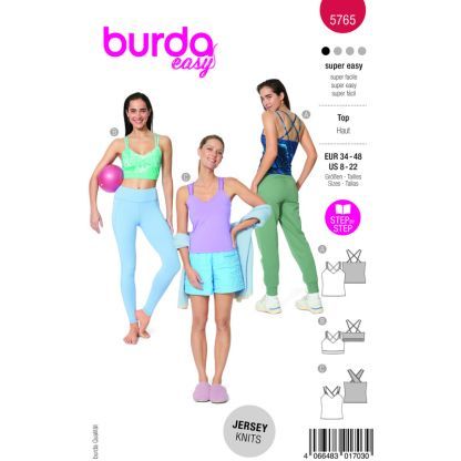 Patron Burda 5765- Tops sportifs