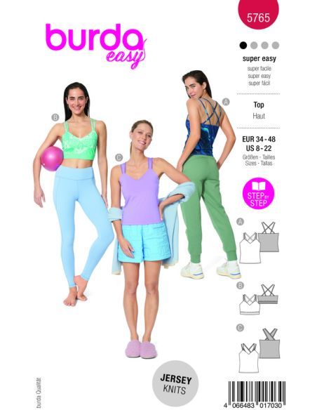 Patron Burda 5765- Tops sportifs