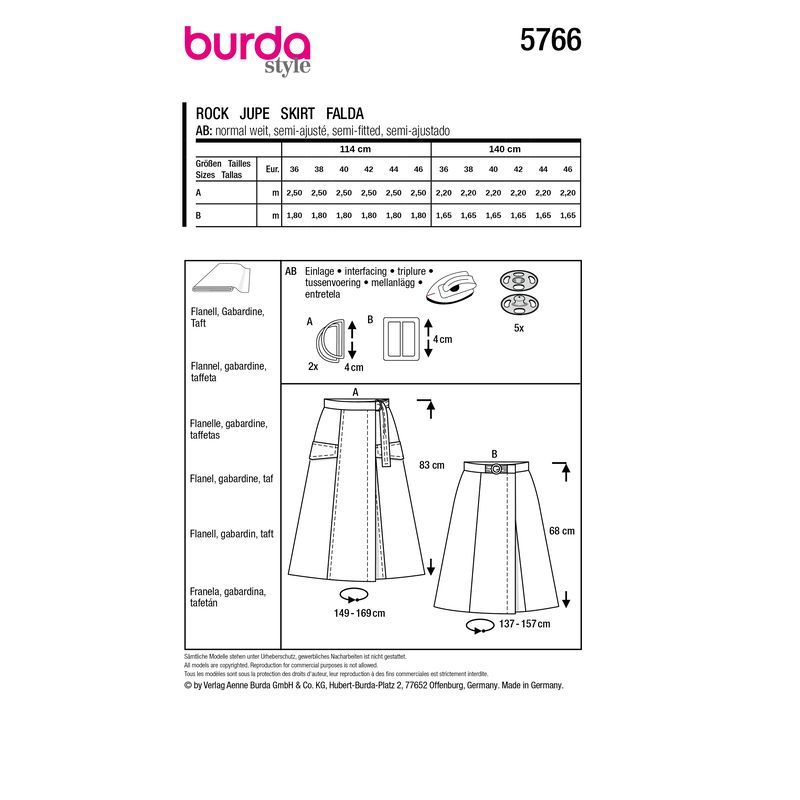 Patron Burda 5766 - Jupes glamour