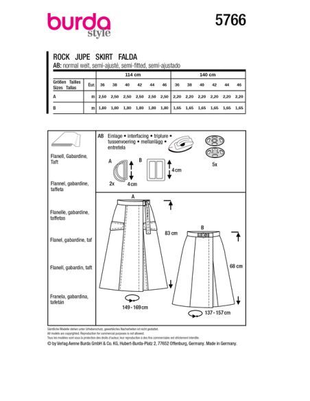 Patron Burda 5766 - Jupes glamour