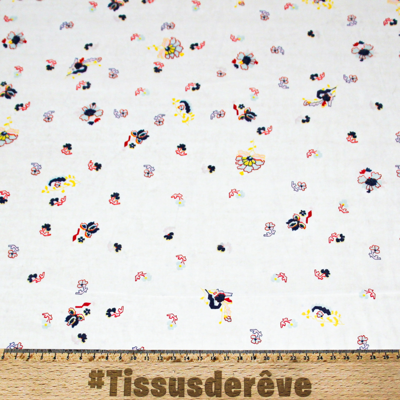 Voile 100% coton double base  - Jardin fantastique