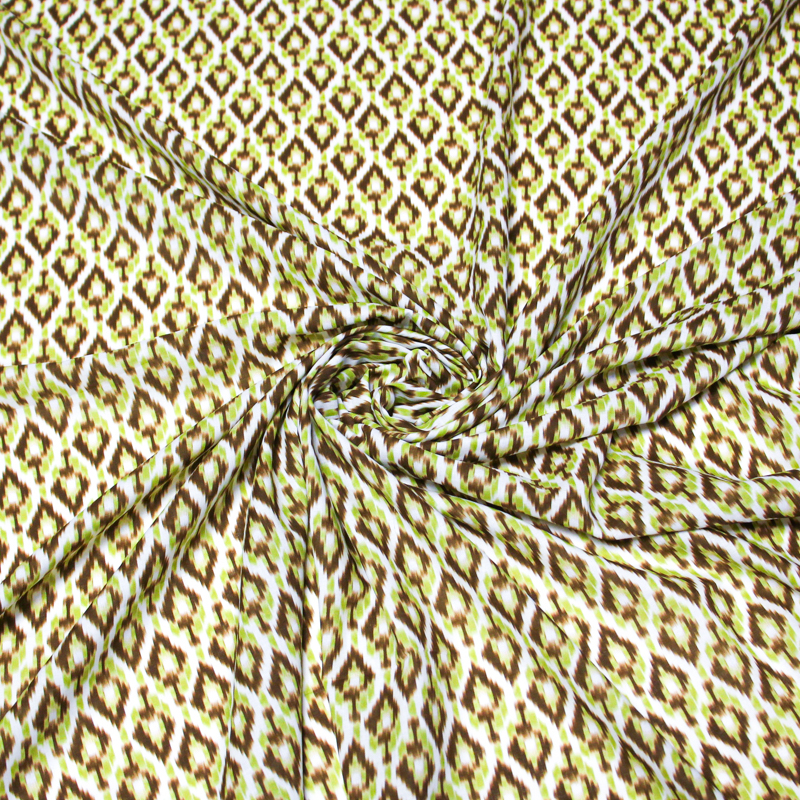 Voile 100% coton - Ikat vert et marron