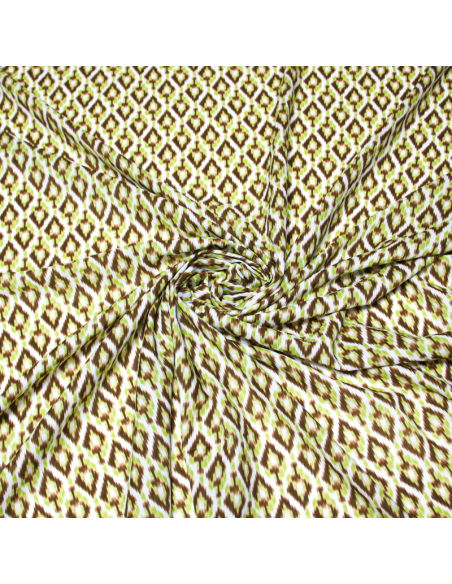 Voile 100% coton - Ikat vert et marron