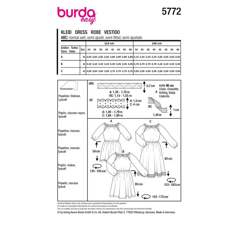 Patron Burda 5772 - Robes de fête ou décontractée