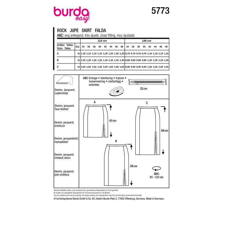 Patron Burda 5773 - Jupes polyvalentes