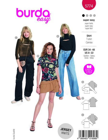 Patron Burda 5774- T-shirt et col roulé