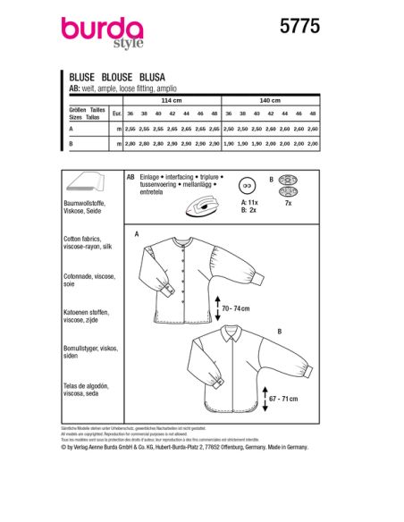 Patron Burda 5775 - Blouses