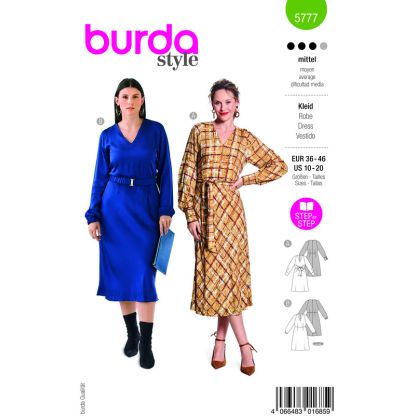 Patron Burda 5777 - Robe coupe en biais