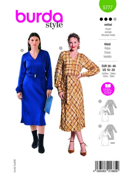 Patron Burda 5777 - Robe coupe en biais