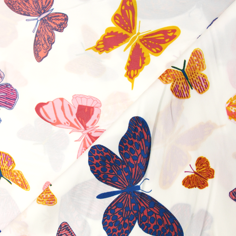 Satin de polyester imprimés papillons