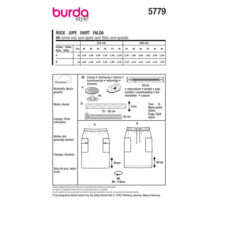 Patron Burda 5779 - Jupes crayon