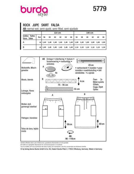 Patron Burda 5779 - Jupes crayon