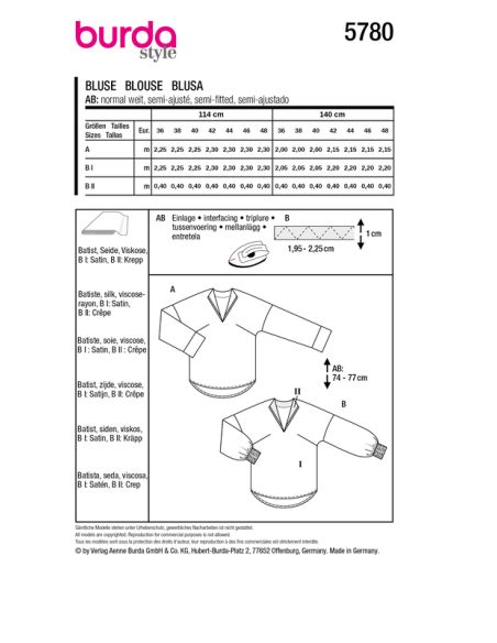 Patron Burda 5780 - Chemisier élégant
