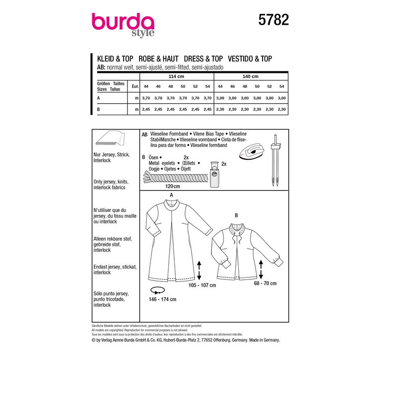 Patron Burda 5782 - Robe ou tunique