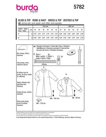Patron Burda 5782 - Robe ou tunique