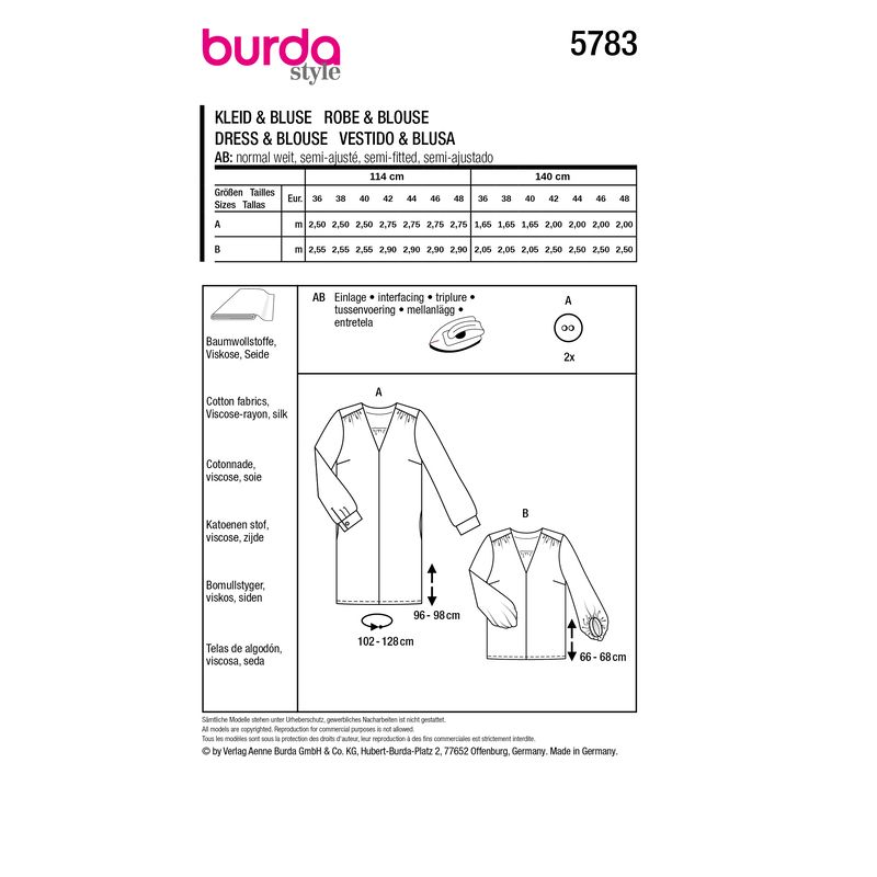 Patron Burda 5783 - Robe raffinnée